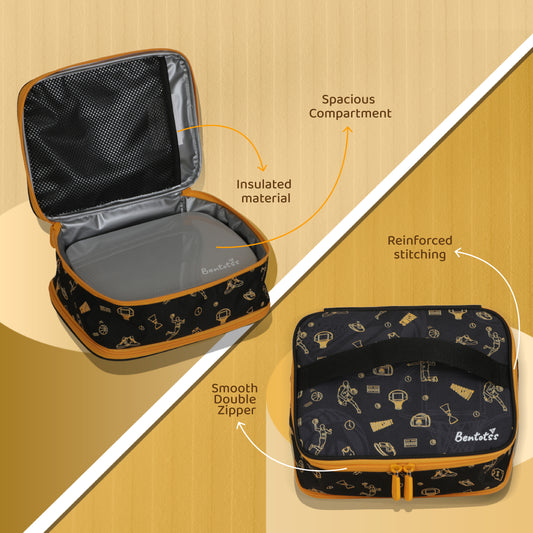 Basketball Lunch Bag Black and Orange Hue