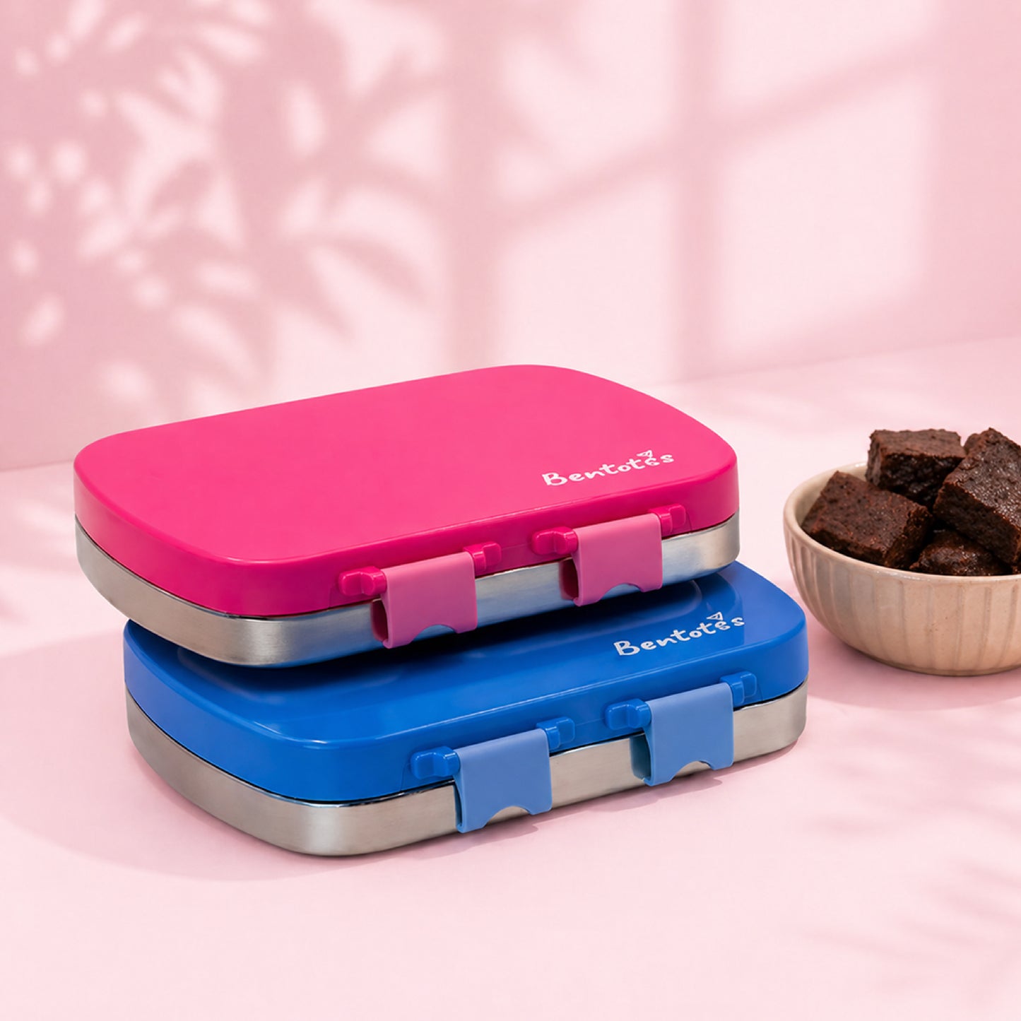 304 Stainless Steel 4 Compartment Leakproof Hot Pink Bento Lunch Box