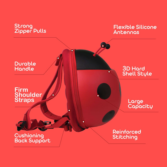 Bentotss Bento Bag highlighting features: Strong Zipper Pulls, Flexible Silicone Antennae, 3D Hard Shell Design, Large Capacity, and Reinforced Stitching