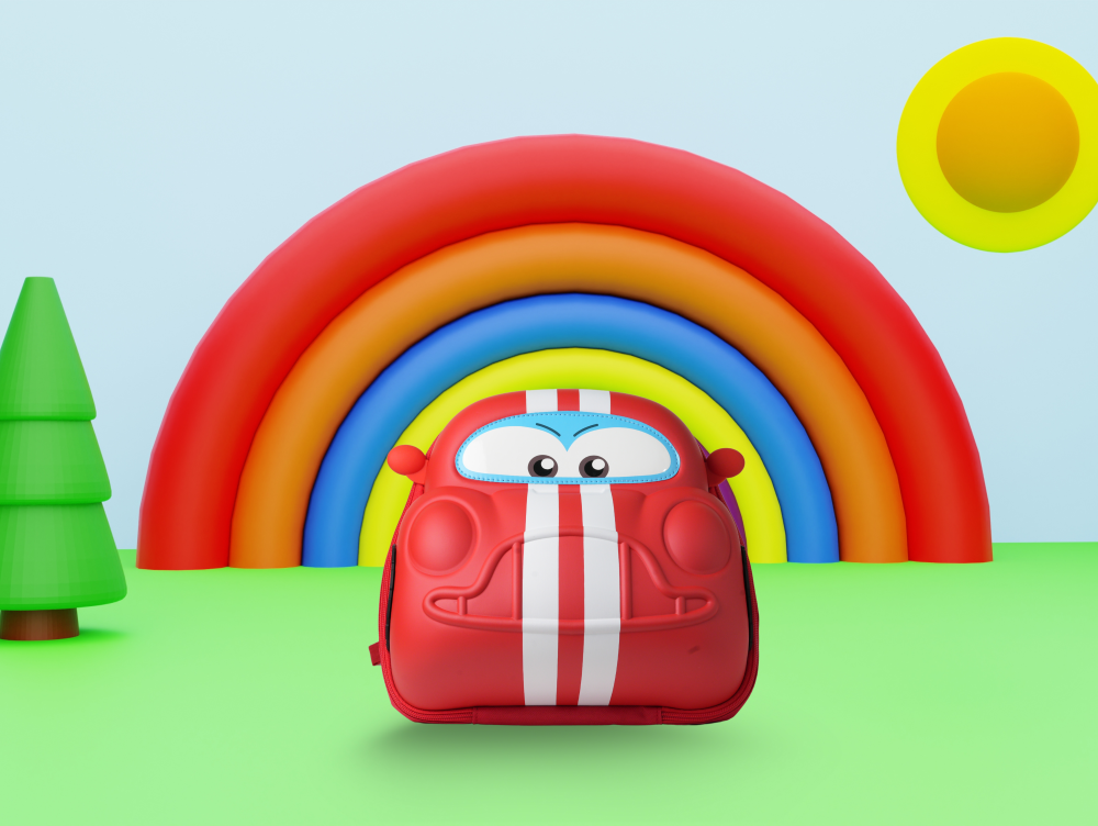 Bentotss Race Ready Bento Bag shown in a vibrant scene under a rainbow, emphasizing its playful design