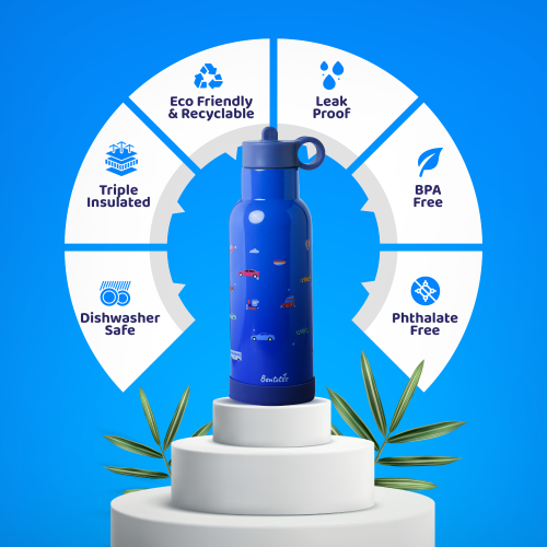 Cosmic Carry insulated sipper bottle BPA-free stainless steel bottle showing key features and benefits