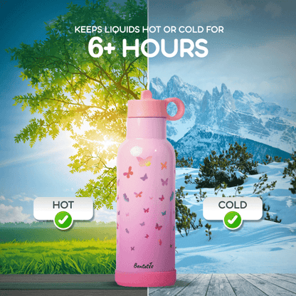 Bentotss Water bottle keeps beverages hot or cold for 6+ hours temperature control feature banner