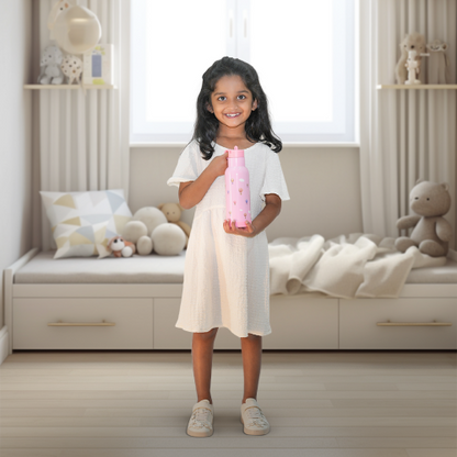 Girl holding a pink Bentotss water bottle