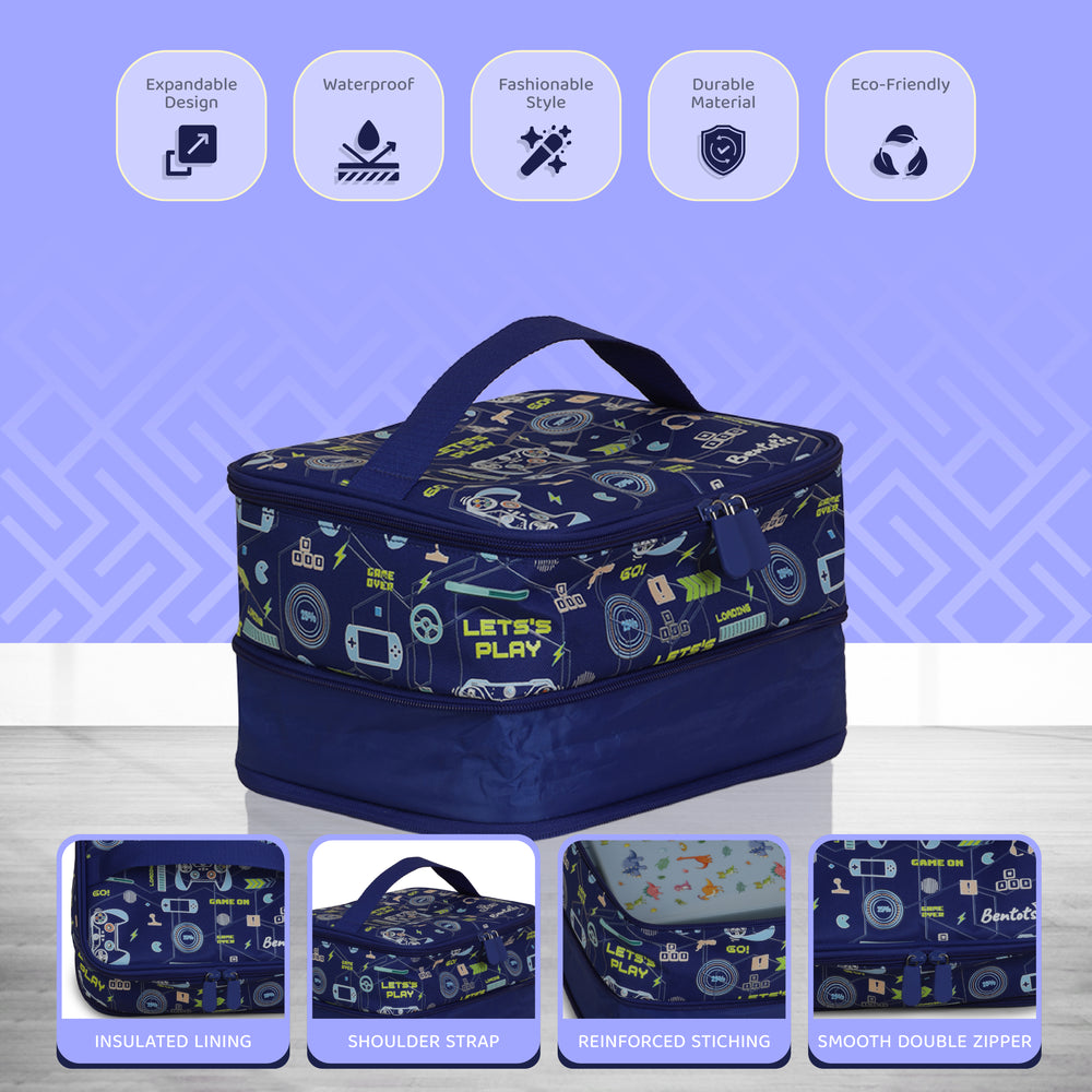 Video Game Lunch Bag Sapphire Blue - Bentotss