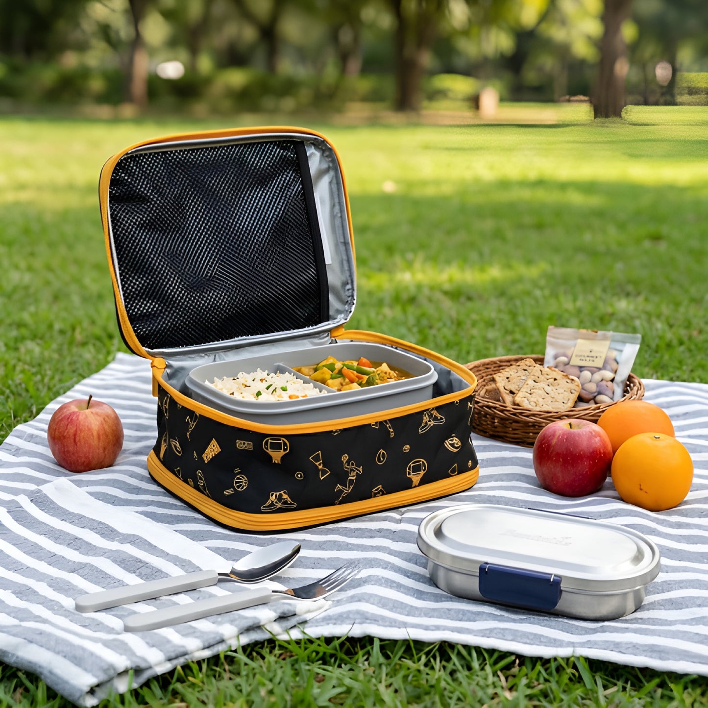 Basketball Lunch Bag Black and Orange Hue - Bentotss
