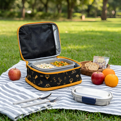 Basketball Lunch Bag Black and Orange Hue - Bentotss