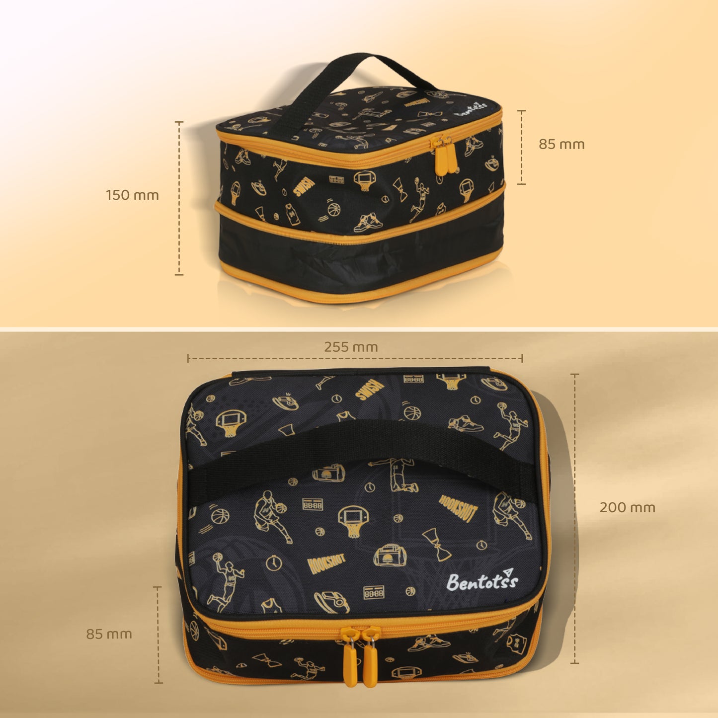 Basketball Lunch Bag Black and Orange Hue - Bentotss