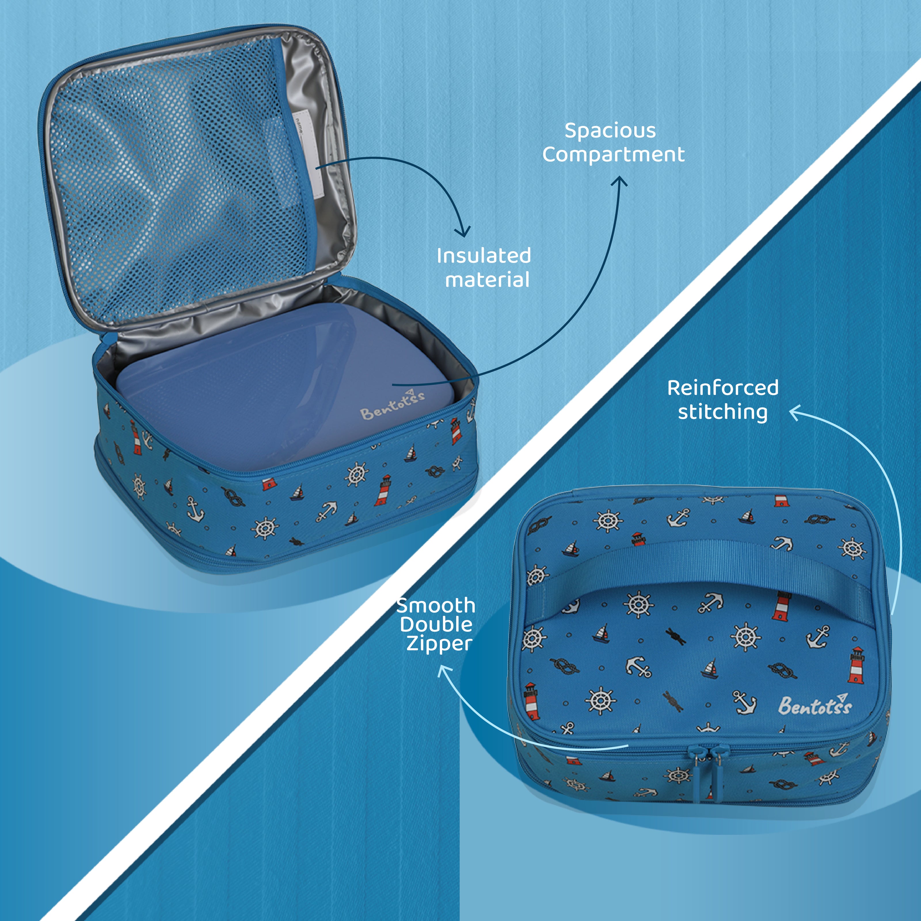 Sea Lunch Bag Cyan Blue - Bentotss