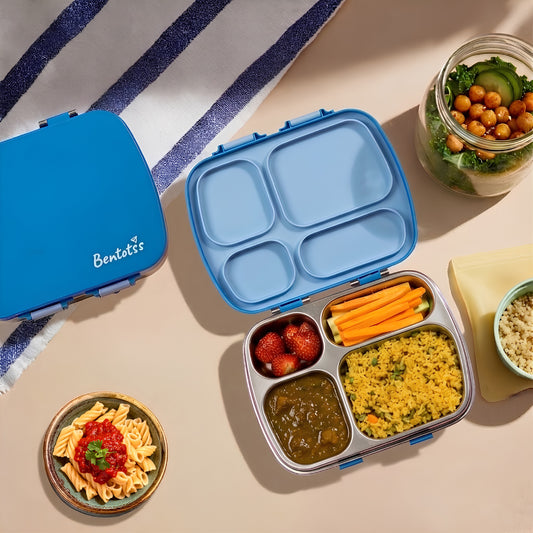 304 Stainless Steel 4 Compartment Leakproof Dodger blue Bento Lunch Box