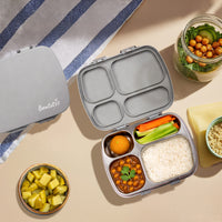 304 Stainless Steel 4 Compartment Leakproof Platinum grey Bento Lunch Box
