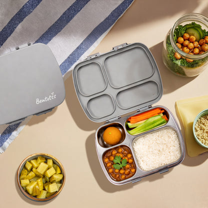 304 Stainless Steel 4 Compartment Leakproof Platinum grey Bento Lunch Box