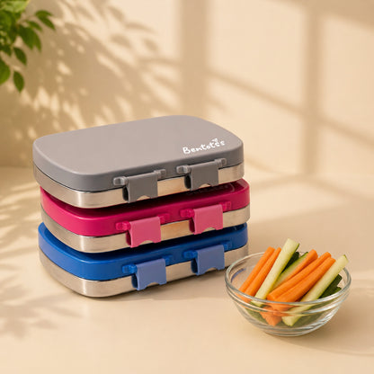 304 Stainless Steel 4 Compartment Leakproof Platinum grey Bento Lunch Box