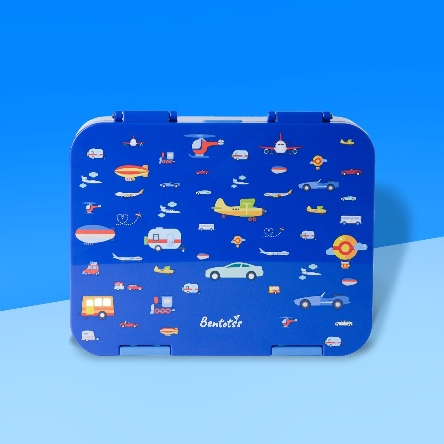 Speedy Ride Blue Bento Box with car and airplane design for kids