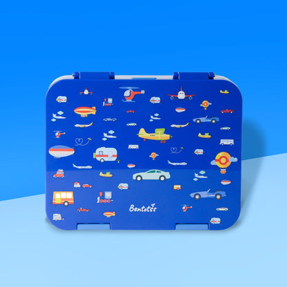 Speedy Ride Blue Bento Box with car and airplane design for kids