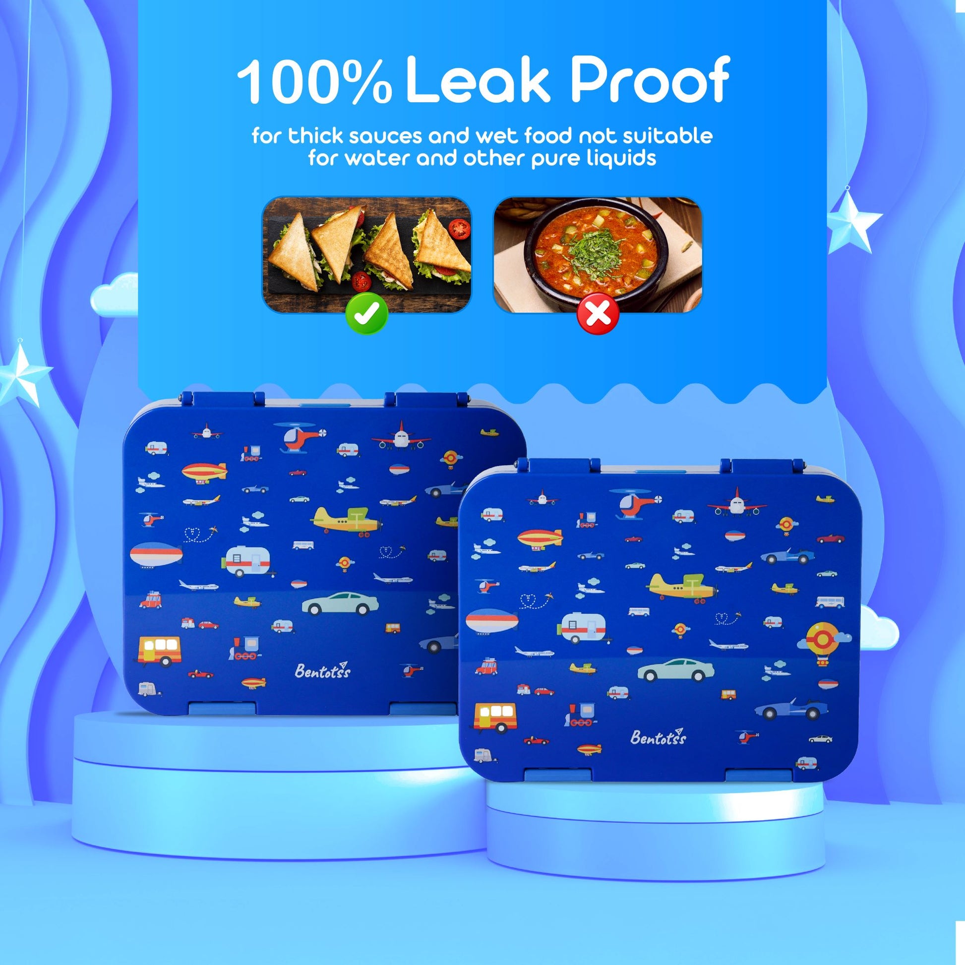 Speedy Ride Bento Box – 100% leak-proof blue lunchbox for kids