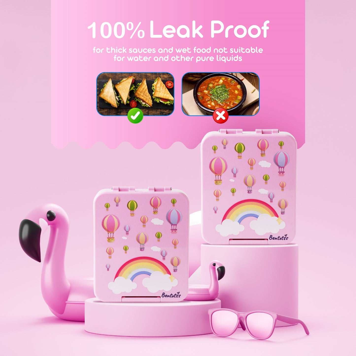 Cloud Journey Bento Box 100% leak-proof pink lunchbox for kids