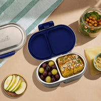 304 Stainless Steel Leakproof Navy blue Bento Lunch Box with 2 Compartments