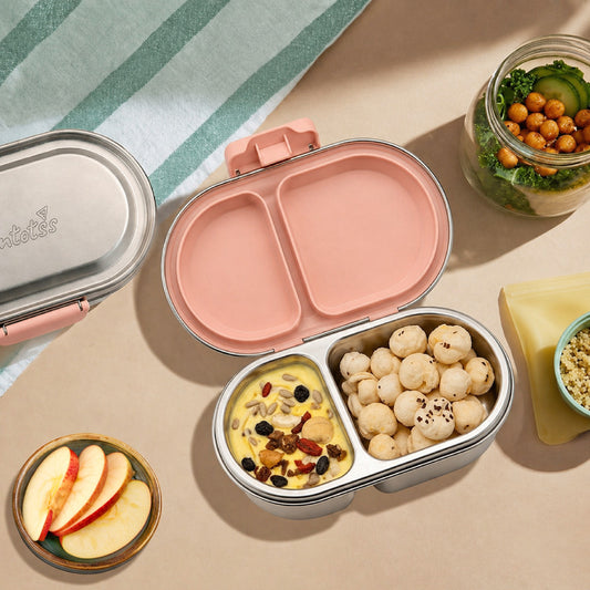 304 Stainless Steel Leakproof Heather peach Bento Lunch Box with 2 Compartments