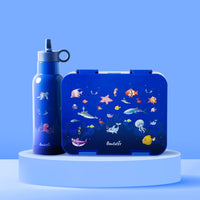 Ocean Splash Bento 500ml Sipper and 6-Compartment Lunch Box Combo