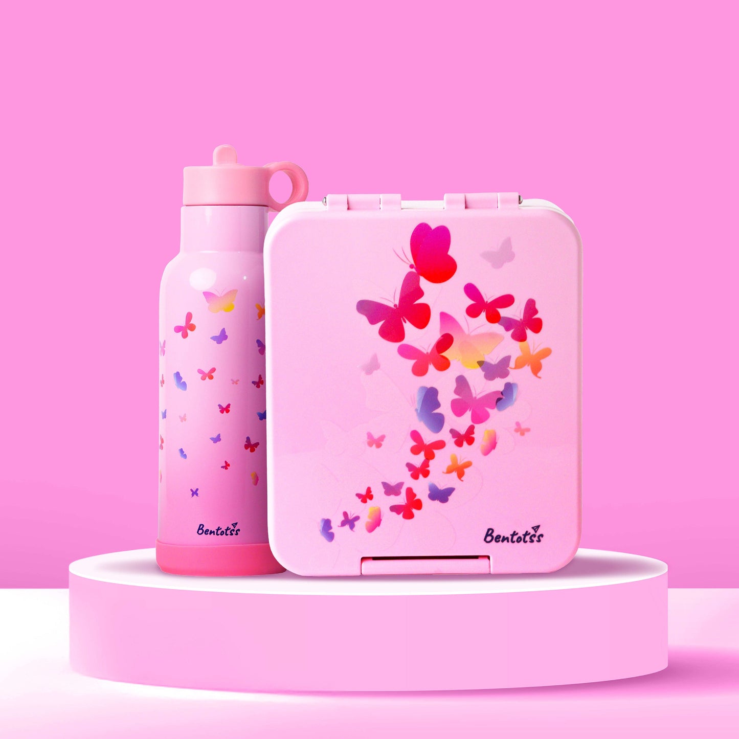 Butterfly Magic Bentotss lunch box and sipper combo pink butterfly design matching set for kid