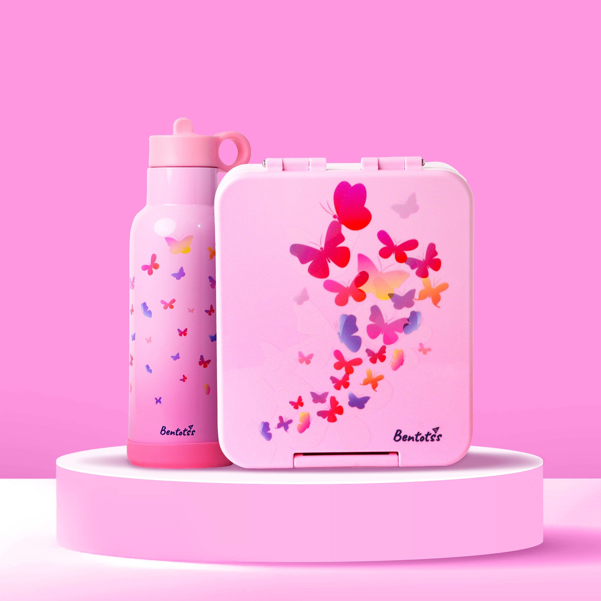 Butterfly Magic Bentotss lunch box and sipper combo pink butterfly design matching set for kid