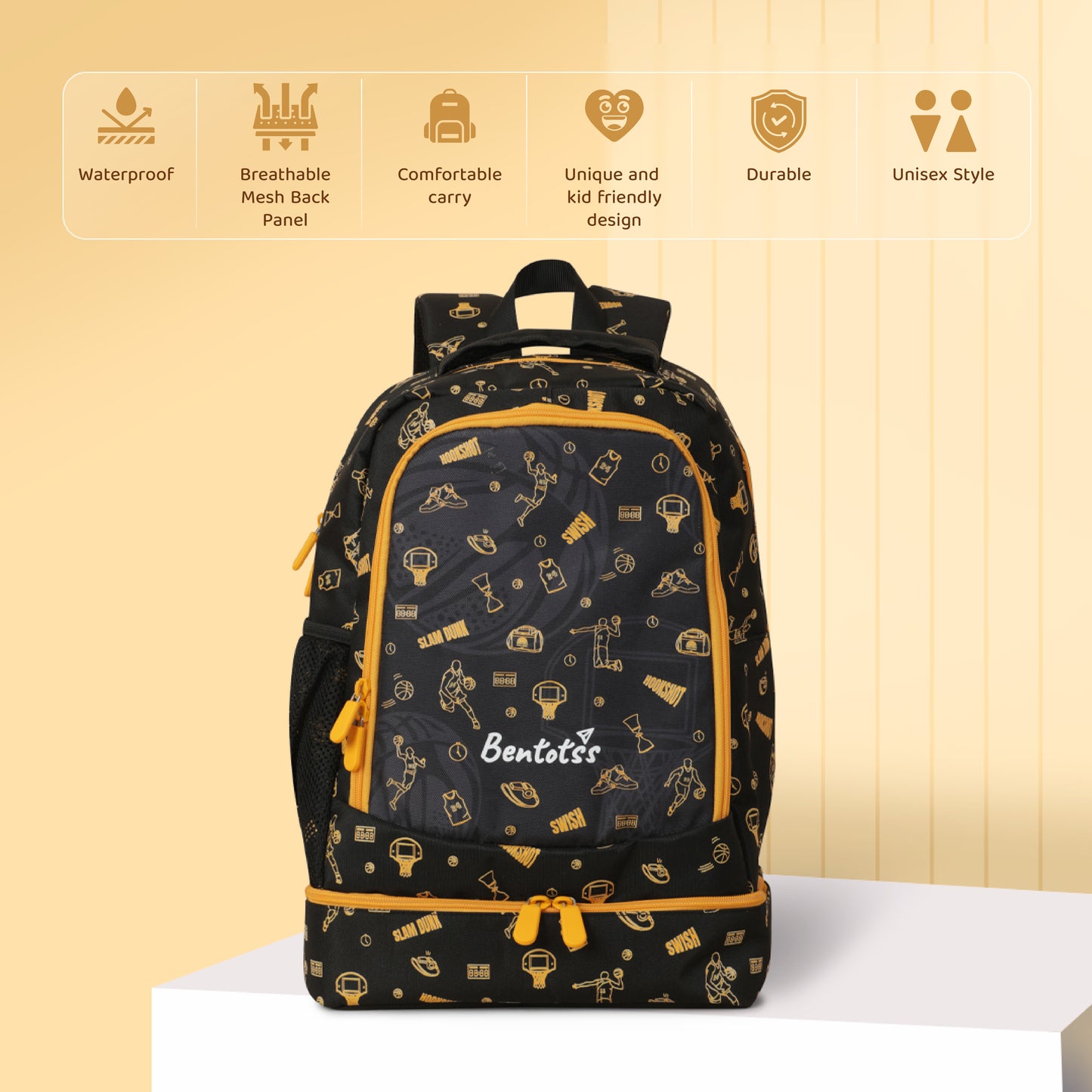 Double-Decker Backpack for Kids - Black and Orange Hue