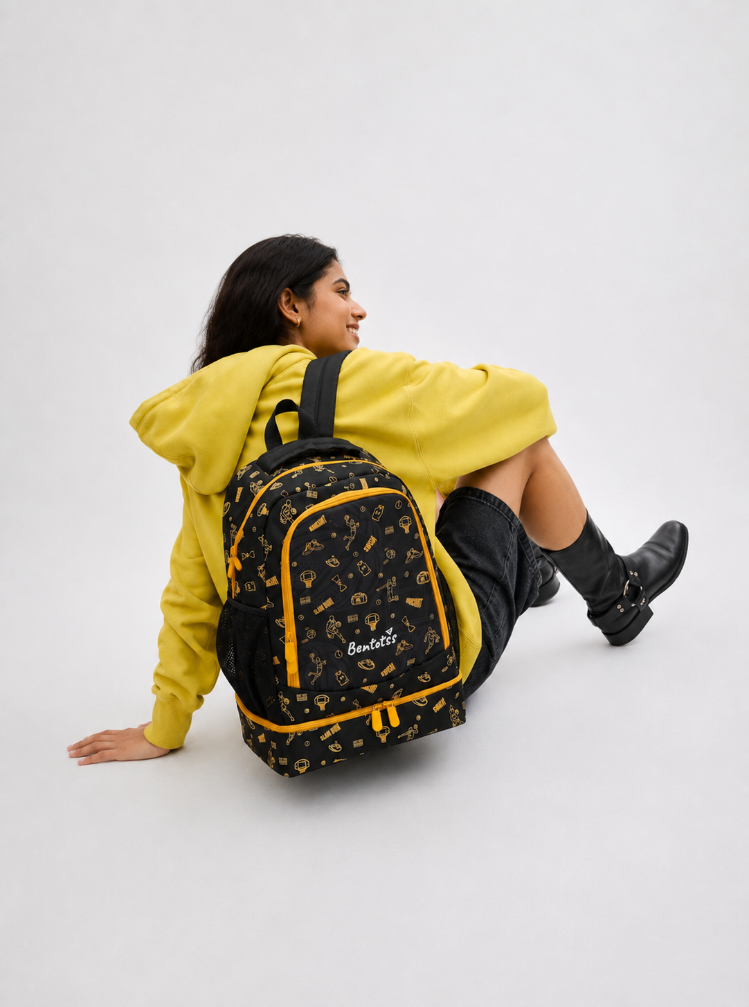 Double-Decker Backpack for Kids - Black and Orange Hue