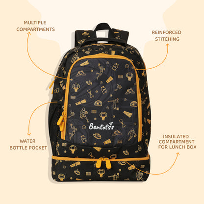 Double-Decker Backpack for Kids - Black and Orange Hue