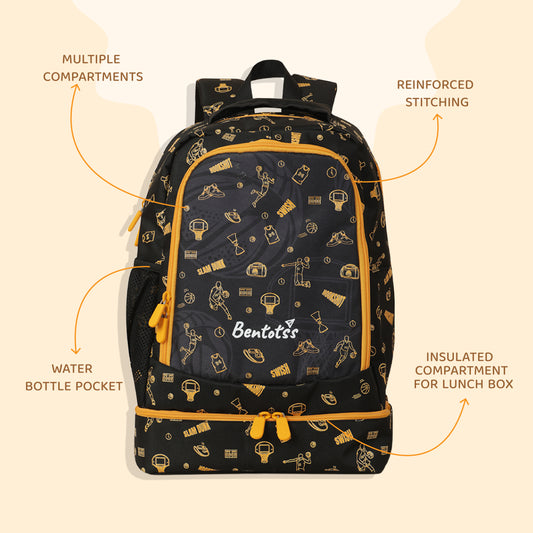 Double-Decker Backpack for Kids - Black and Orange Hue
