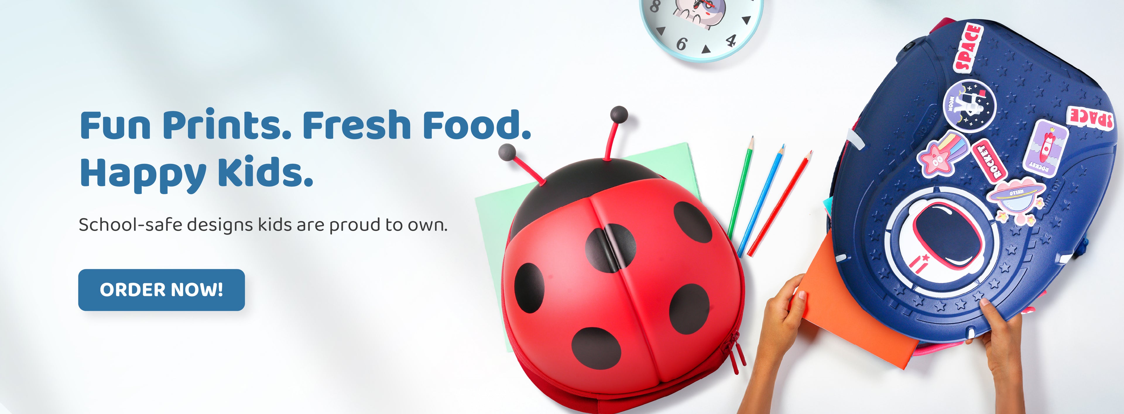 Fun prints. Fresh food happy kids