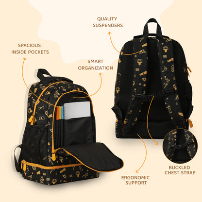 Double-Decker Backpack for Kids - Black and Orange Hue