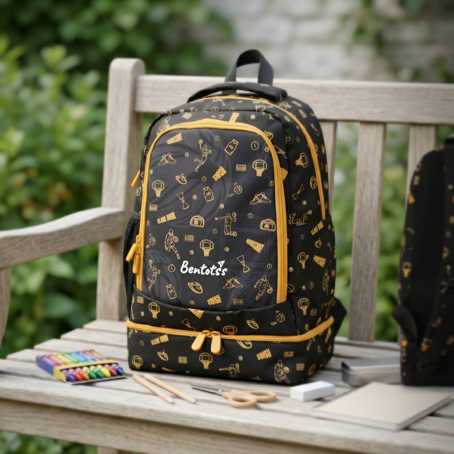 Double-Decker Backpack for Kids - Black and Orange Hue