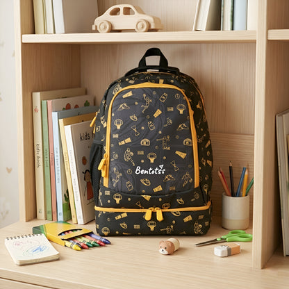 Double-Decker Backpack for Kids - Black and Orange Hue