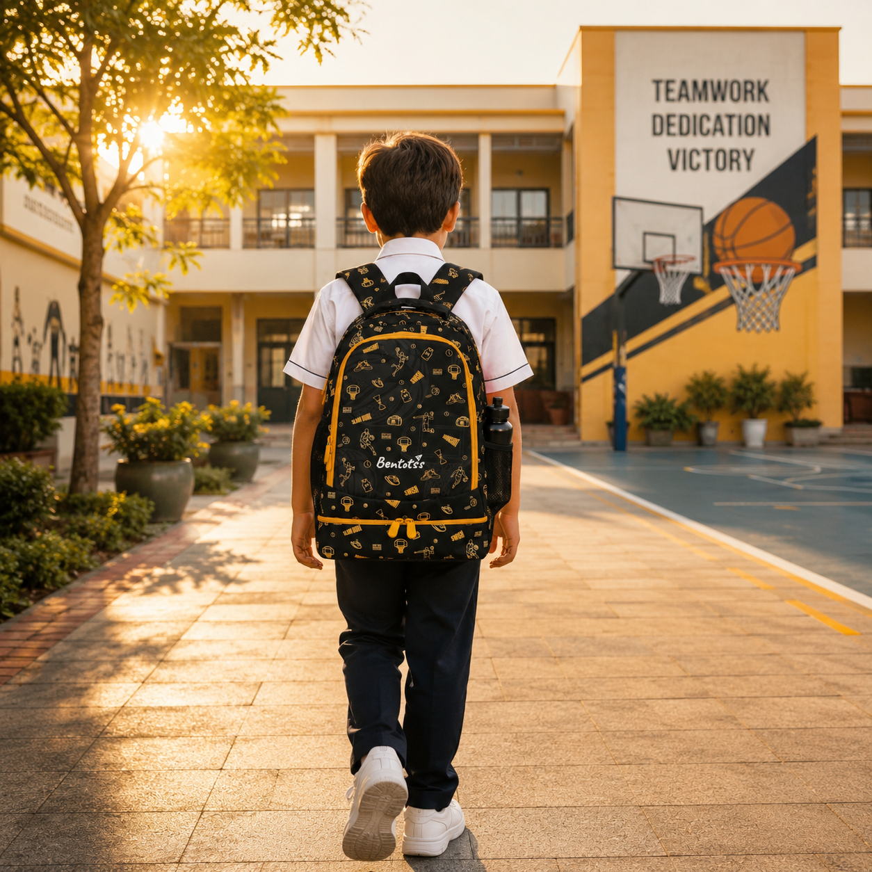 Double-Decker Backpack for Kids - Black and Orange Hue
