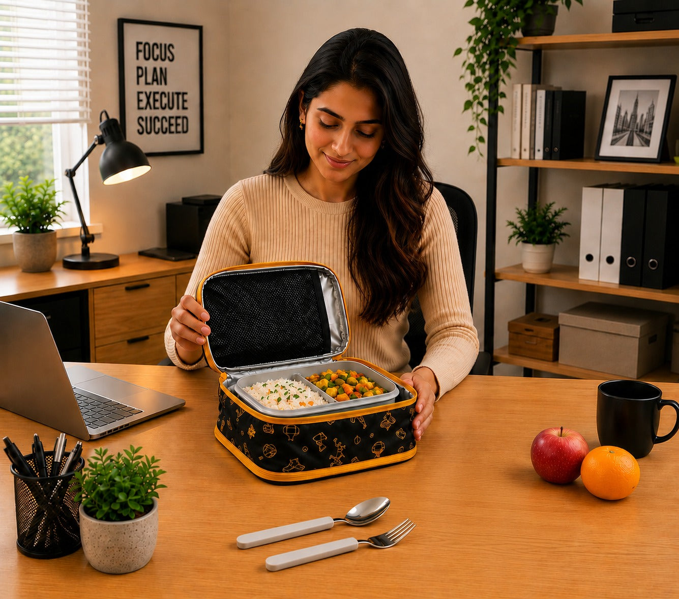 Basketball Lunch Bag Black and Orange Hue - Bentotss