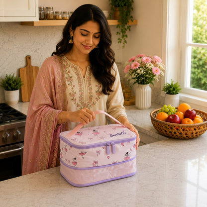 Ballet Lunch Bag Pastel Pink and Lavender Bloom
