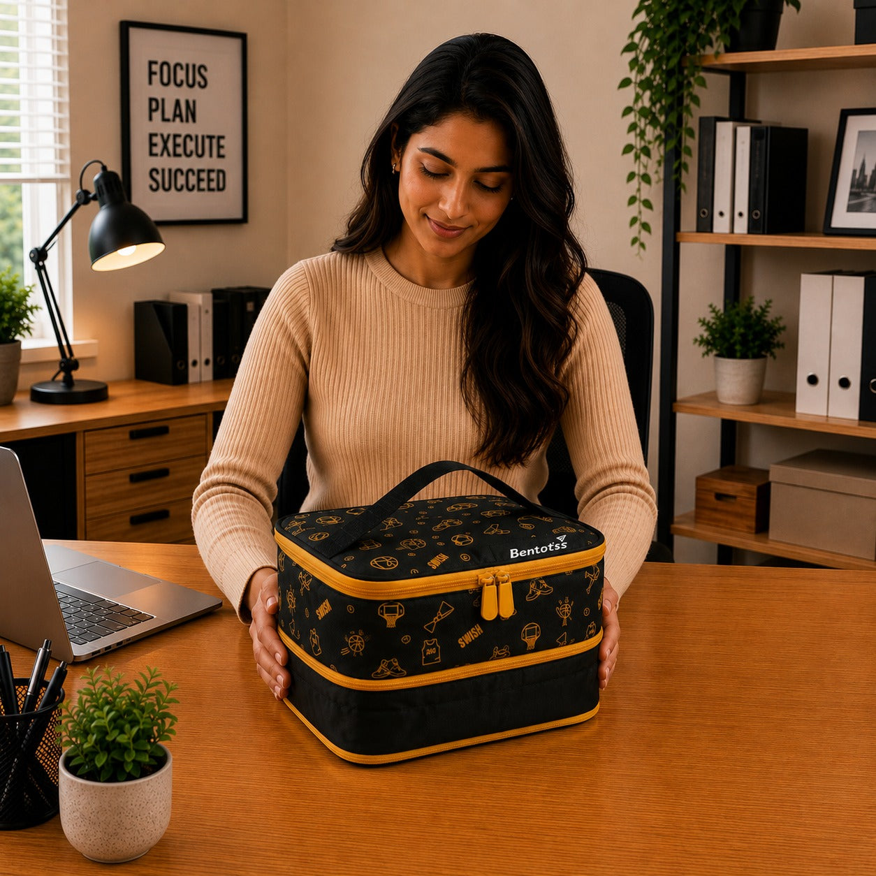 Basketball Lunch Bag Black and Orange Hue - Bentotss