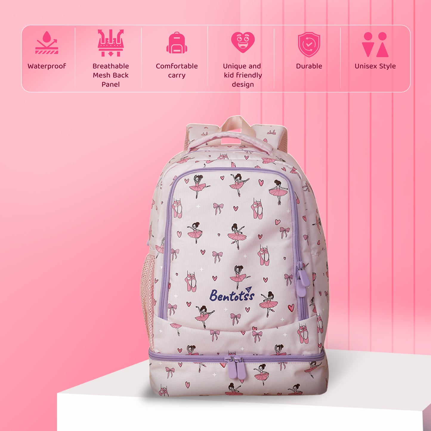 Double-Decker Backpack for Kids - Pastel Pink