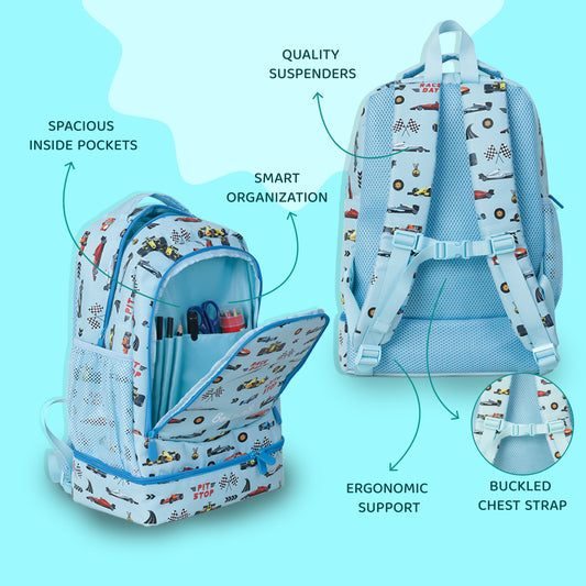 Double-Decker Backpack for Kids - Sky Blue