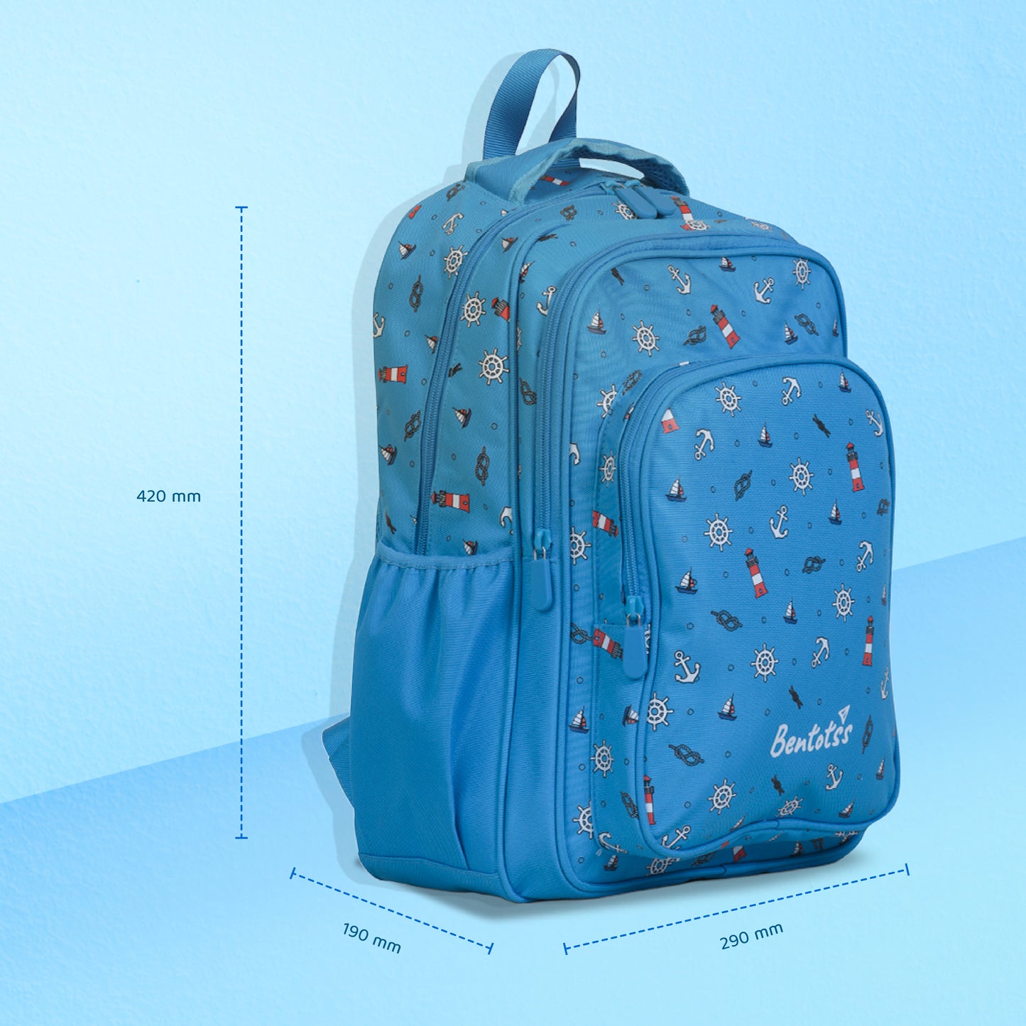 Single-Decker Backpack for Kids - Cyan Blue