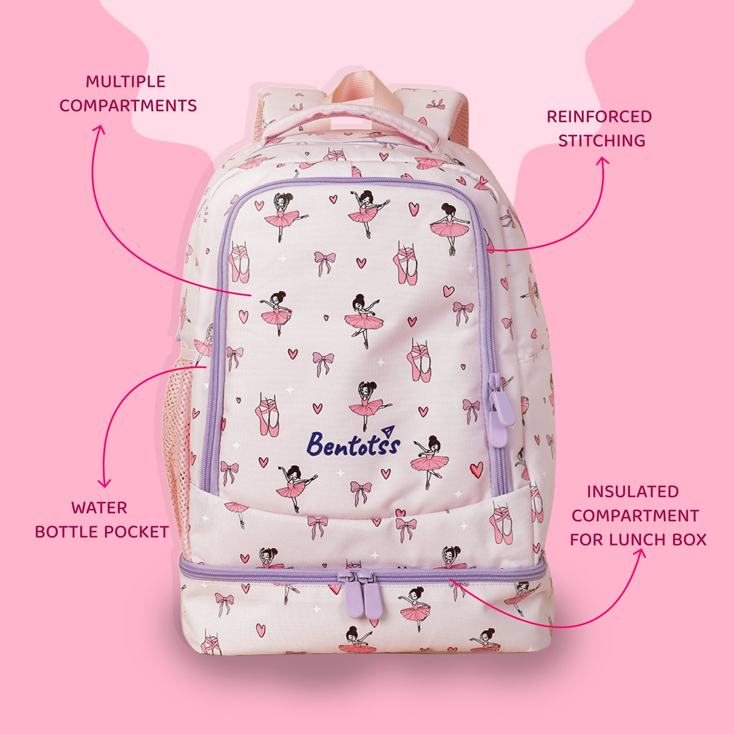 Double-Decker Backpack for Kids - Pastel Pink