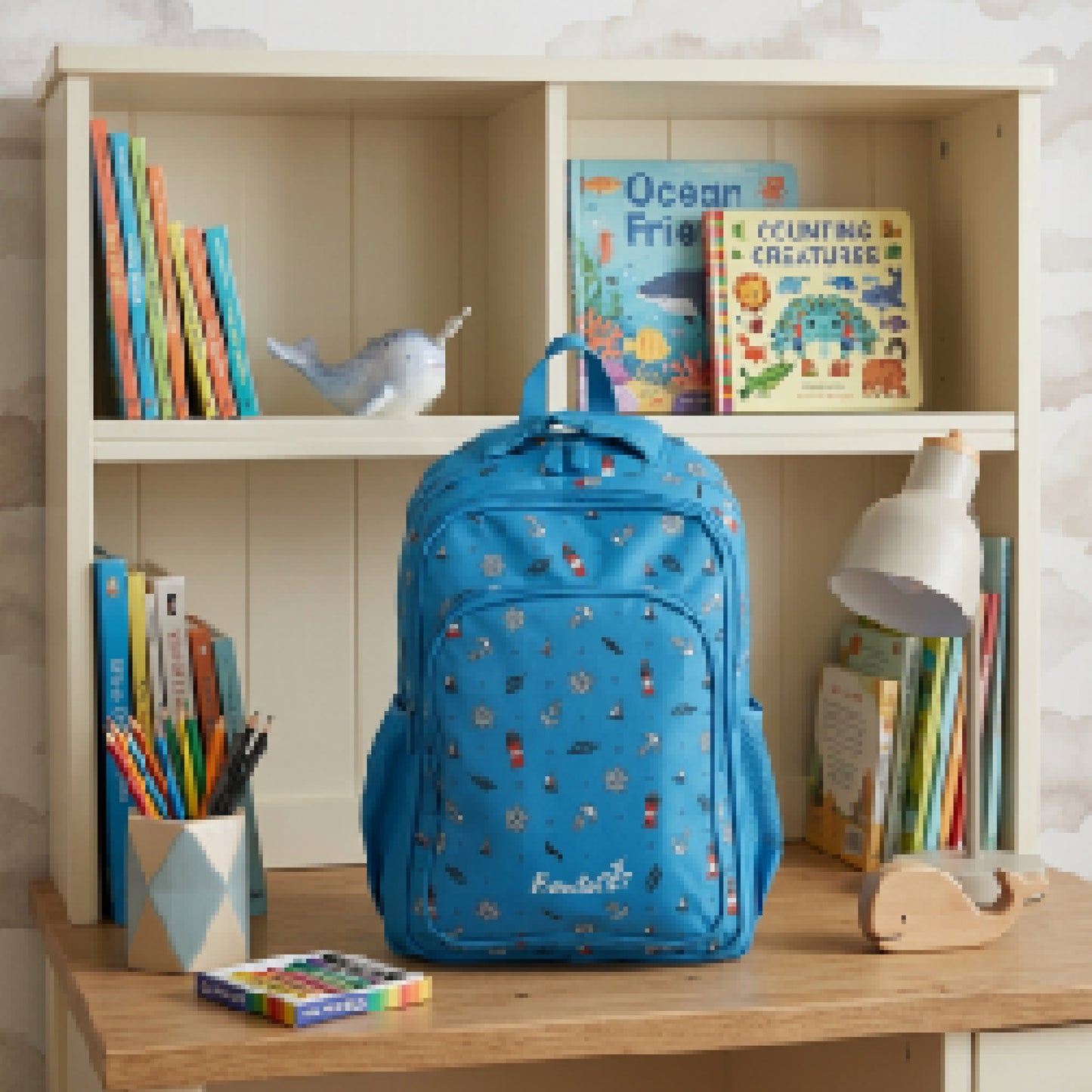 Single-Decker Backpack for Kids - Cyan Blue