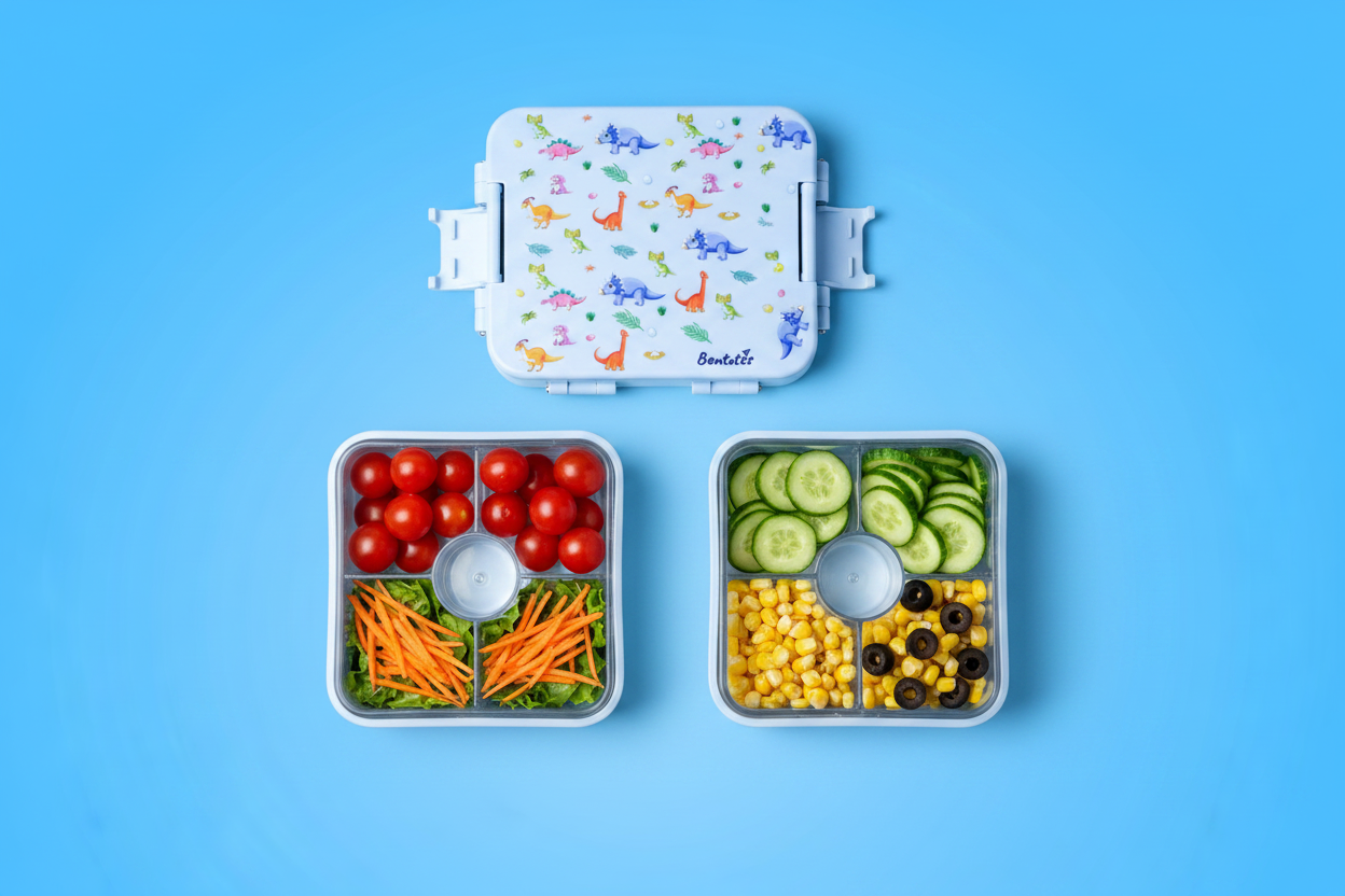 Bentotss Dinosaur Bento Box with Fresh Salads