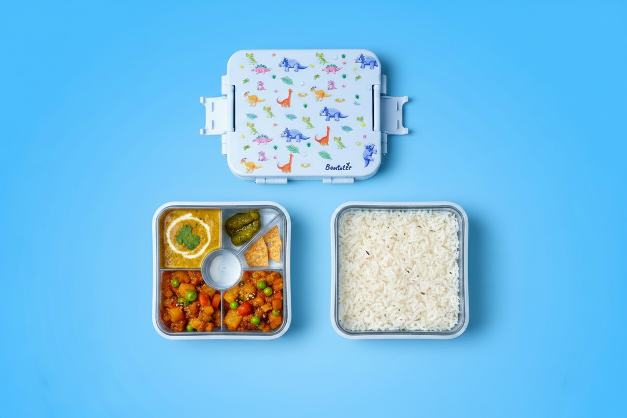Bentotss Dinosaur Bento Box with Rice and Curry
