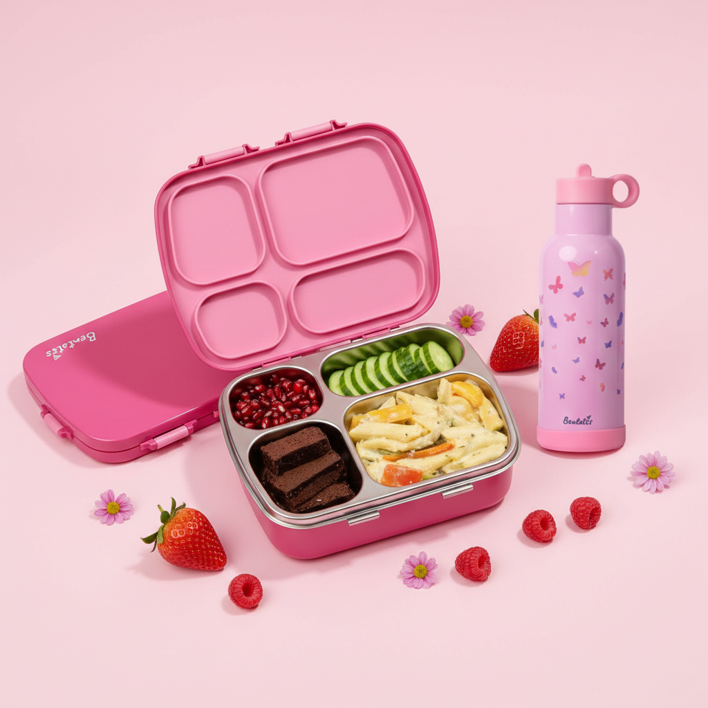 Hot Pink Bento Box and Butterfly Magic Pink Sipper Combo