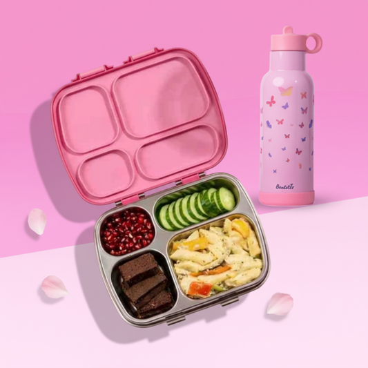 Hot Pink Bento Box + Butterfly Magic Pink Sipper Combo - Professional
