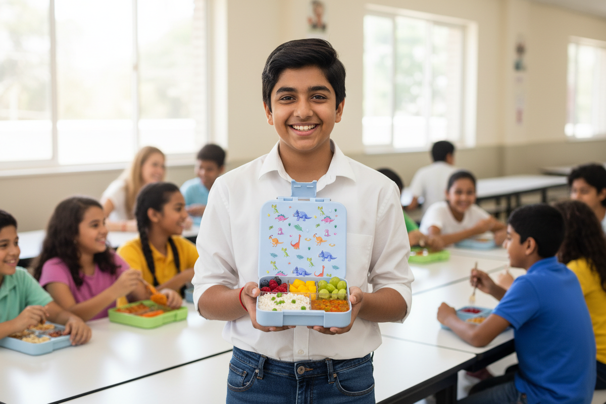 Teenager with Bentotss Dinosaur Bento Box